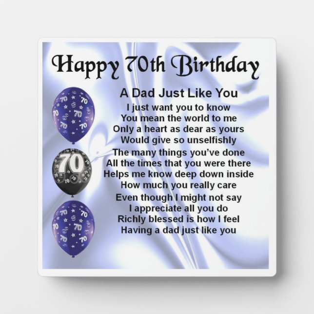 70e anniversaire Papa Poem Plaque (Devant)