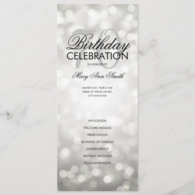70e Anniversaire Programme Lights Silver Menu (Devant)