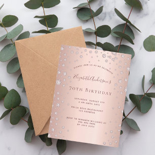 70e anniversaire rose or diamant invitation
