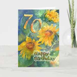 70e Carte d'anniversaire joyeuse - Tournesols