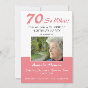 70e Carte d'invitation photo d'anniversaire surpri