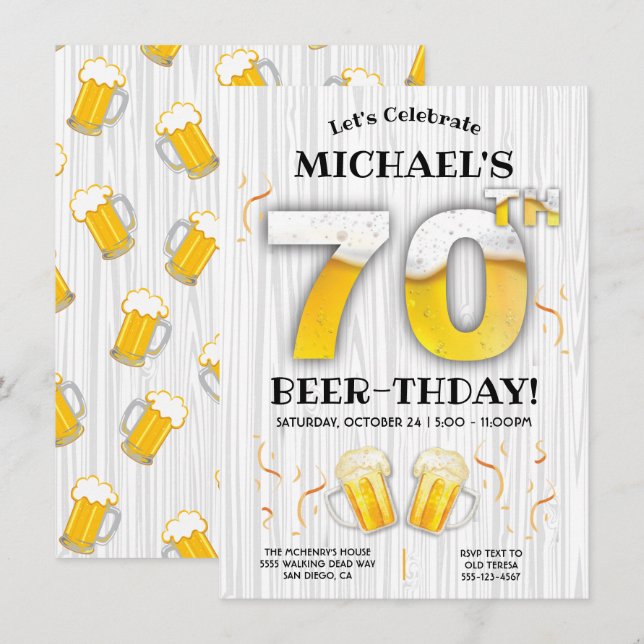70e fête d'anniversaire de la bière Invitation de  (Devant / Derrière)