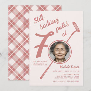 70e Invitation Anniversaire Thème Golf Rose Modern