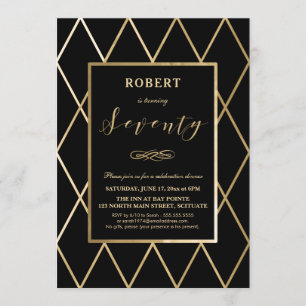 70e Invitation d'anniversaire - Gold, Elégant, ten