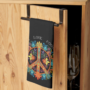 70er 60er Friedenszeichen farbig Geschirrtuch