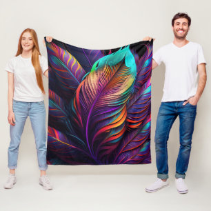 70er 60er Psychedelische Federn Fleecedecke