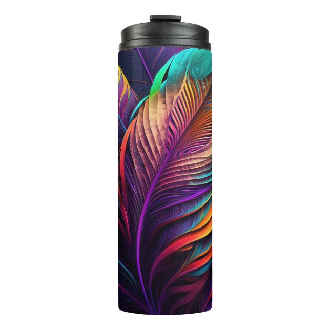 70er 60er Psychedelische Federn  Thermosbecher (Vorderseite)