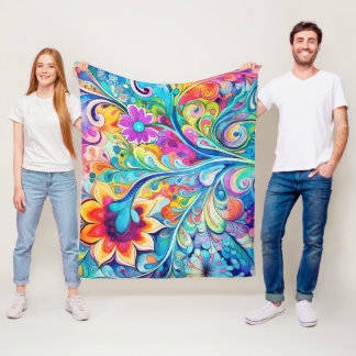 70er 60er psychedelische Hippie Retro Hip Fleecedecke