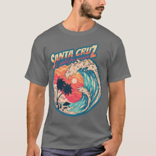 70er 80er in Kalifornien Stadt Santa Cruz Surfbret T-Shirt