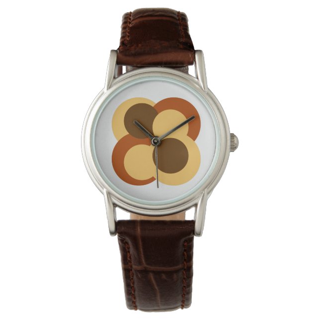 70er Abstrakte geometrische Rundformen Armbanduhr (Vorderseite)