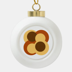 70er Abstrakte geometrische Rundformen Keramik Kugel-Ornament