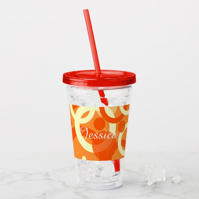 70er Ästhetik Orange Swirl Acryltrinkbecher (Vorderseite Ice)