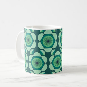 70er Blumenvibe - grün und blau Kaffeetasse