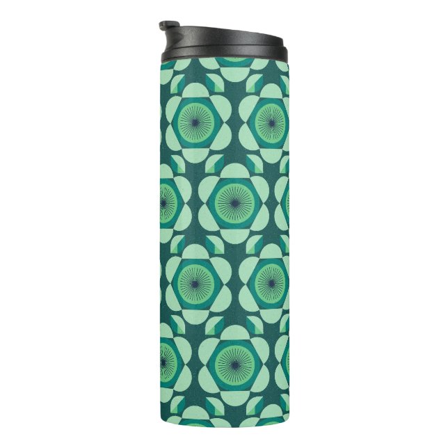 70er Blumenvibe - grün und blau Thermosbecher (Nach rechts gedreht)