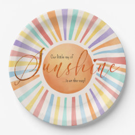 70er Boho Sun "Little Ray of Sunshine" Kinderdusch Pappteller