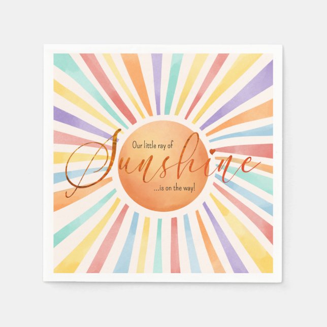 70er Boho Sun "Little Ray of Sunshine" Kinderdusch Serviette (Vorderseite)