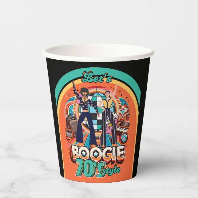 70er Boogie Retro Disco Tanz Partyware Essen Pappbecher (Vorderseite)
