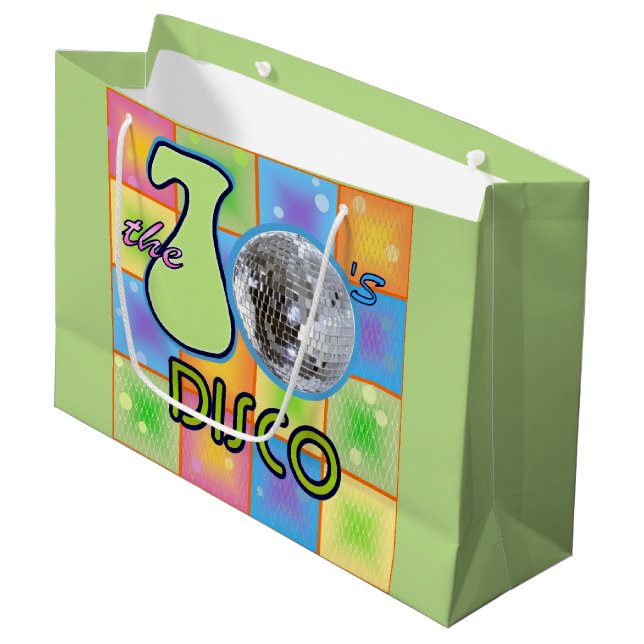 70er Disco Große Geschenktüte (Vorderseite Schrägansicht)