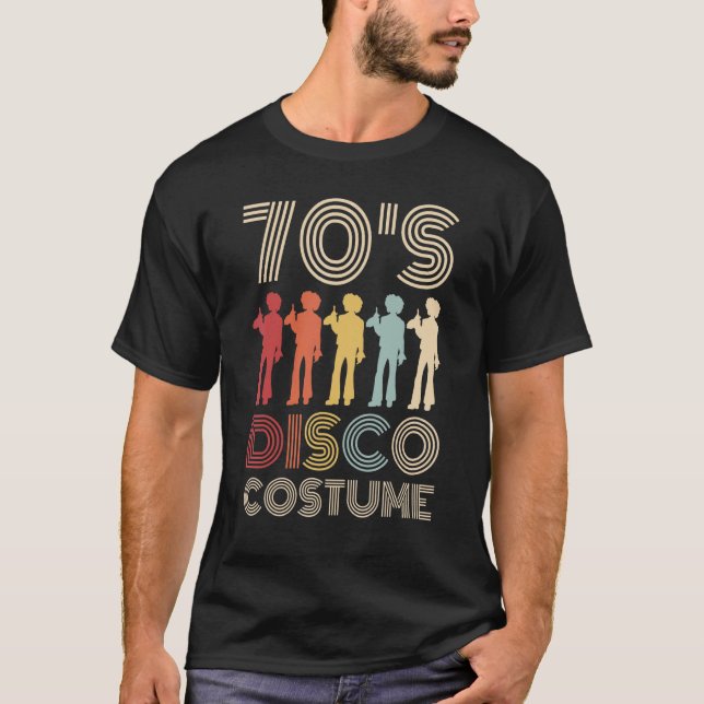 70er Disco Kostüm 70 Stile 1970er Men Themed Party T-Shirt (Vorderseite)