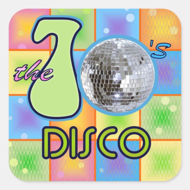 70er Disco Quadratischer Aufkleber (Vorderseite)