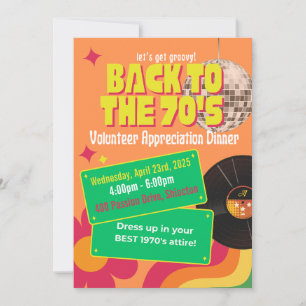 70er Disco Themed Volunteer Wertschätzung Party Einladung