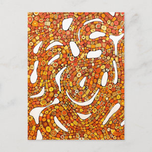 70er Farben Rot Orange Gelb Abstractes Design Postkarte
