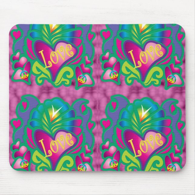 70er Floral Liebe Mousepad (Vorne)