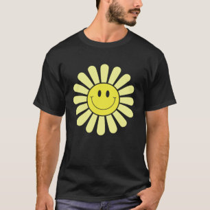 70er Gelbes Smiley-Gesicht-Blume Glücklich Friede T-Shirt