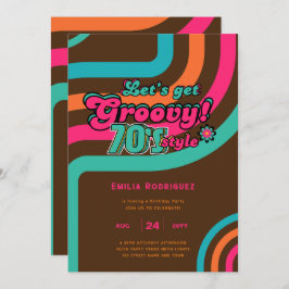 70er Groovy Boogie Retro Disco Geburtstagsparty Einladung