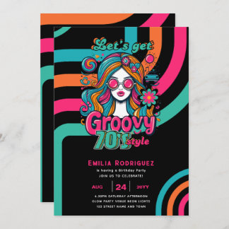 70er Groovy Boogie Retro Disco Geburtstagsparty Einladung