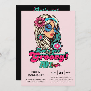 70er Groovy Boogie Retro Disco Geburtstagsparty Einladung