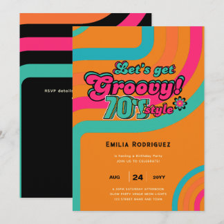 70er Groovy Boogie Retro Disco Geburtstagsparty Einladung