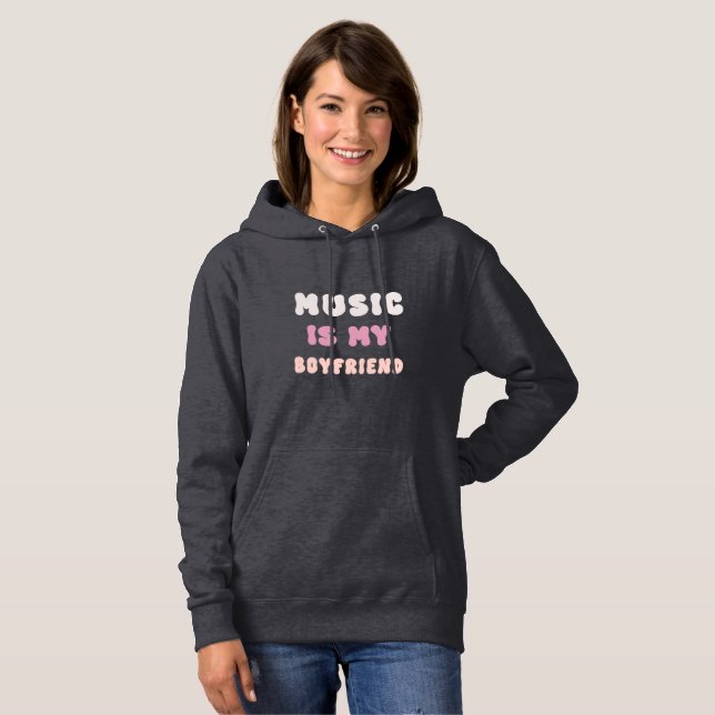 70er Groovy Typografie - Musik ist mein Freund Hoodie (Vorne ganz)