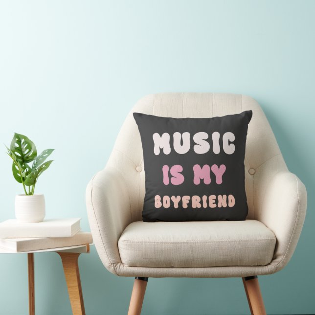 70er Groovy Typografie - Musik ist mein Freund Kissen (Stuhl )