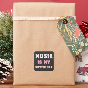 70er Groovy Typografie - Musik ist mein Freund Quadratischer Aufkleber
