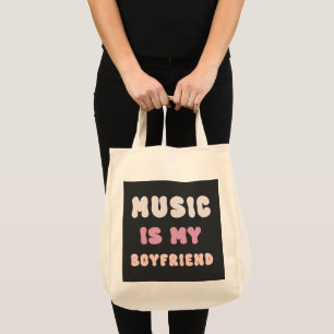 70er Groovy Typografie - Musik ist mein Freund Tragetasche