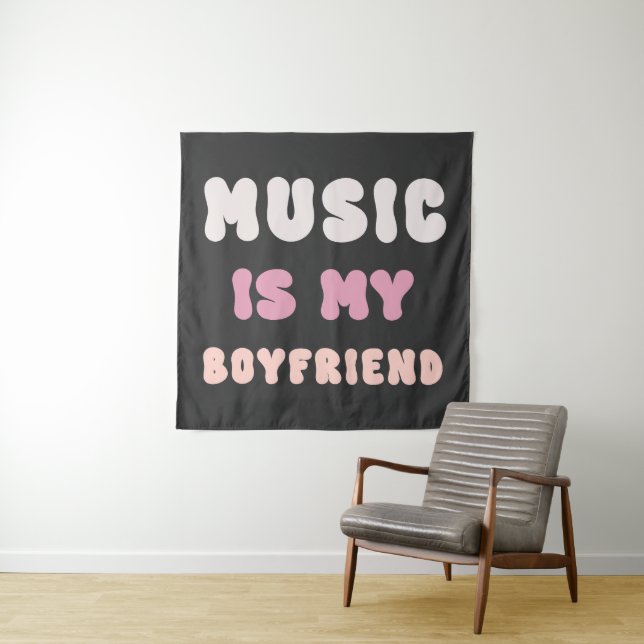 70er Groovy Typografie - Musik ist mein Freund Wandteppich (Beispiel)