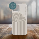 70er Inspiriert Linie Art - Neutraler Regenbogenbo iPhone 16 Hülle<br><div class="desc">Ein robustes Design mit gestreiften Mustern und runden Formen in subtil bräunlichen Farben. Ein kühnes,  aber minimales Design mit einem optionalen Bereich zum Hinzufügen von Text.</div>
