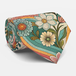 70er Jahre Braune Blumenkrawatte – Elegante Mode Krawatte