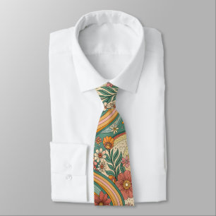 70er Jahre Braune Blumenkrawatte – Elegante Mode Krawatte