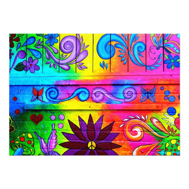 70er Jahre Hippie Psychedelic mural Foto drucken (Vorne)