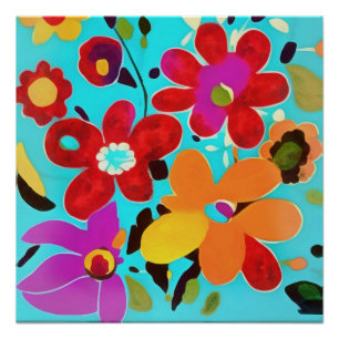70er Jahre Inspiriert Hothouse Florals Malerei Poster