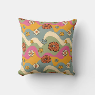 70er Jahre Inspiriert Retro-Blumenwirbelkissen Kissen