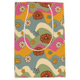 70er Jahre Inspiriert Retro Floral Geschenktasche Mittlere Geschenktüte