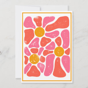 70er Jahre Orange und Rosa Retro Blume Power Einladung