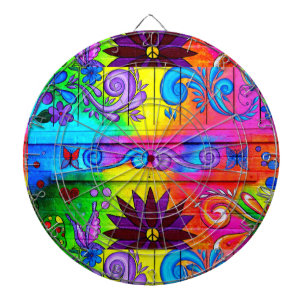 70er Jahre psychedelisches Dartboard Dartscheibe