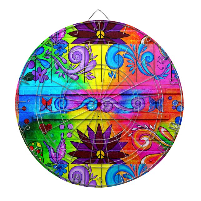 70er Jahre psychedelisches Dartboard Dartscheibe (vorne)