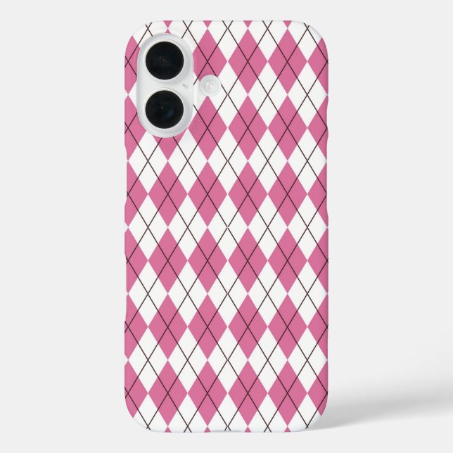 70er Karomuster Rosa iPhone 16 Hülle (Rückseite)