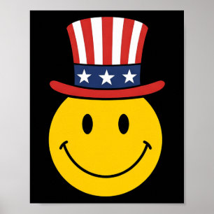70er Lächeln Gesicht Onkel Sam Patriotisch Amerika Poster