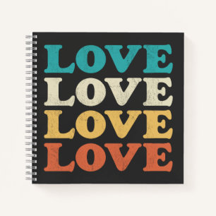 70er Liebe Retro Distressed Repeat Type Notizbuch